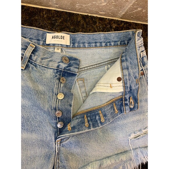 Agolde Parker Distressed Button Fly Raw Hem Swapmeet Wash Shorts Size 29 EUC - Picture 5 of 11
